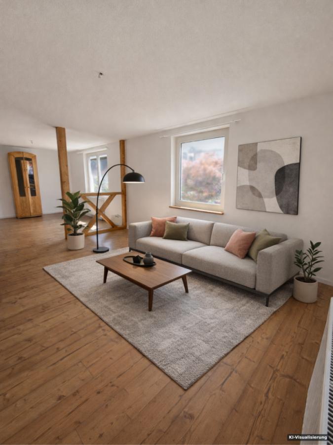 KI-Visualisierung – Wohnzimmer (Home Staging) EG