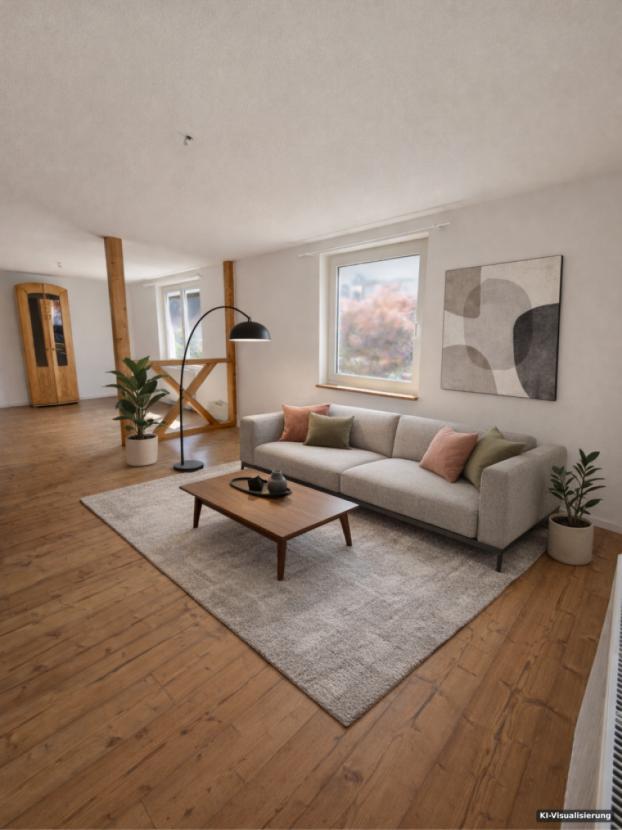 KI-Visualisierung – Wohnzimmer (Home Staging) EG