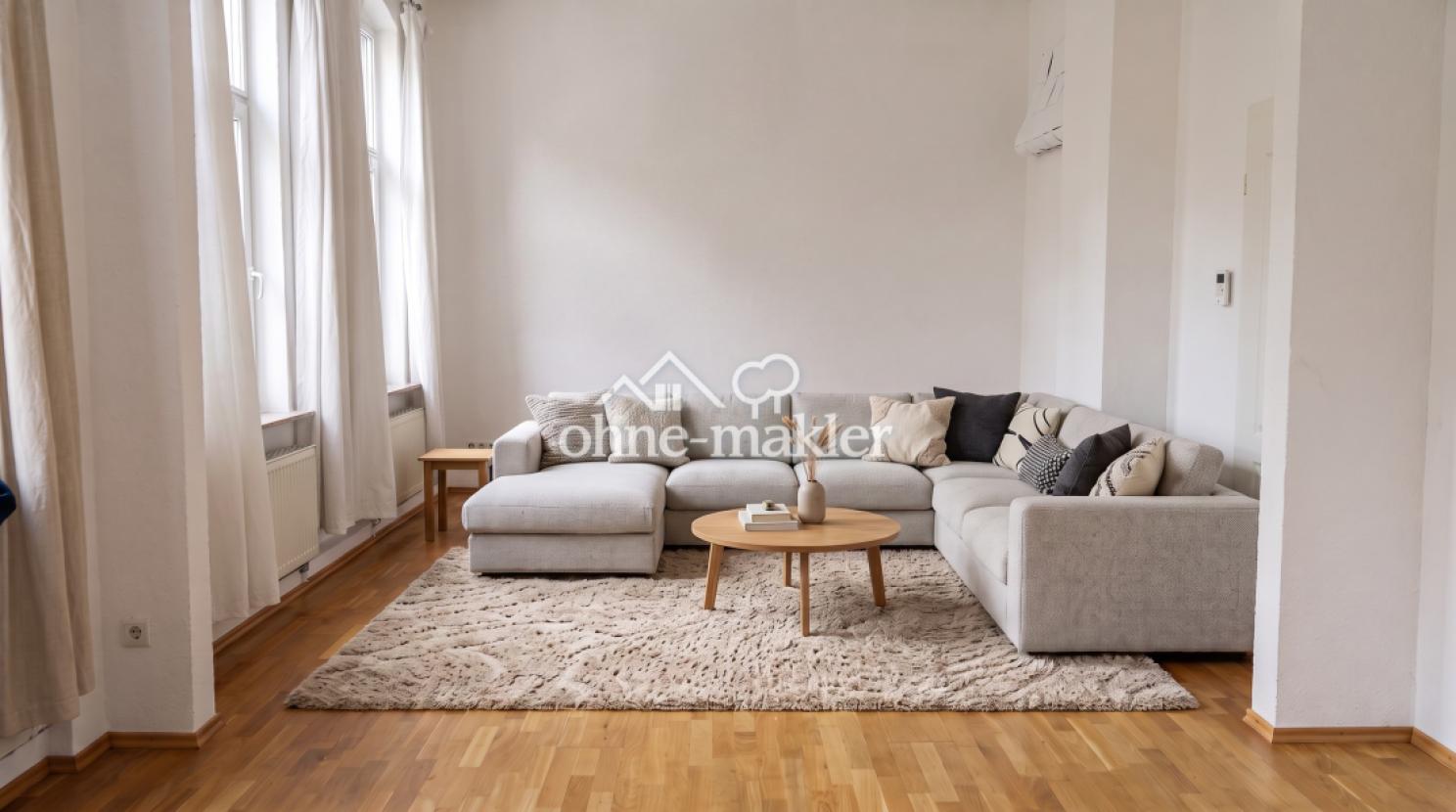 Wohnzimmer möbliert (KI)