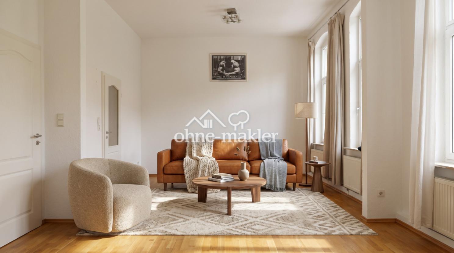 Wohnzimmer möbliert (KI)