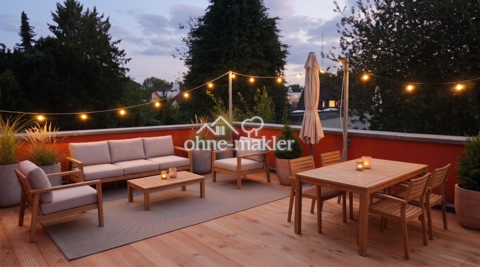 Dachterrasse möbliert abends