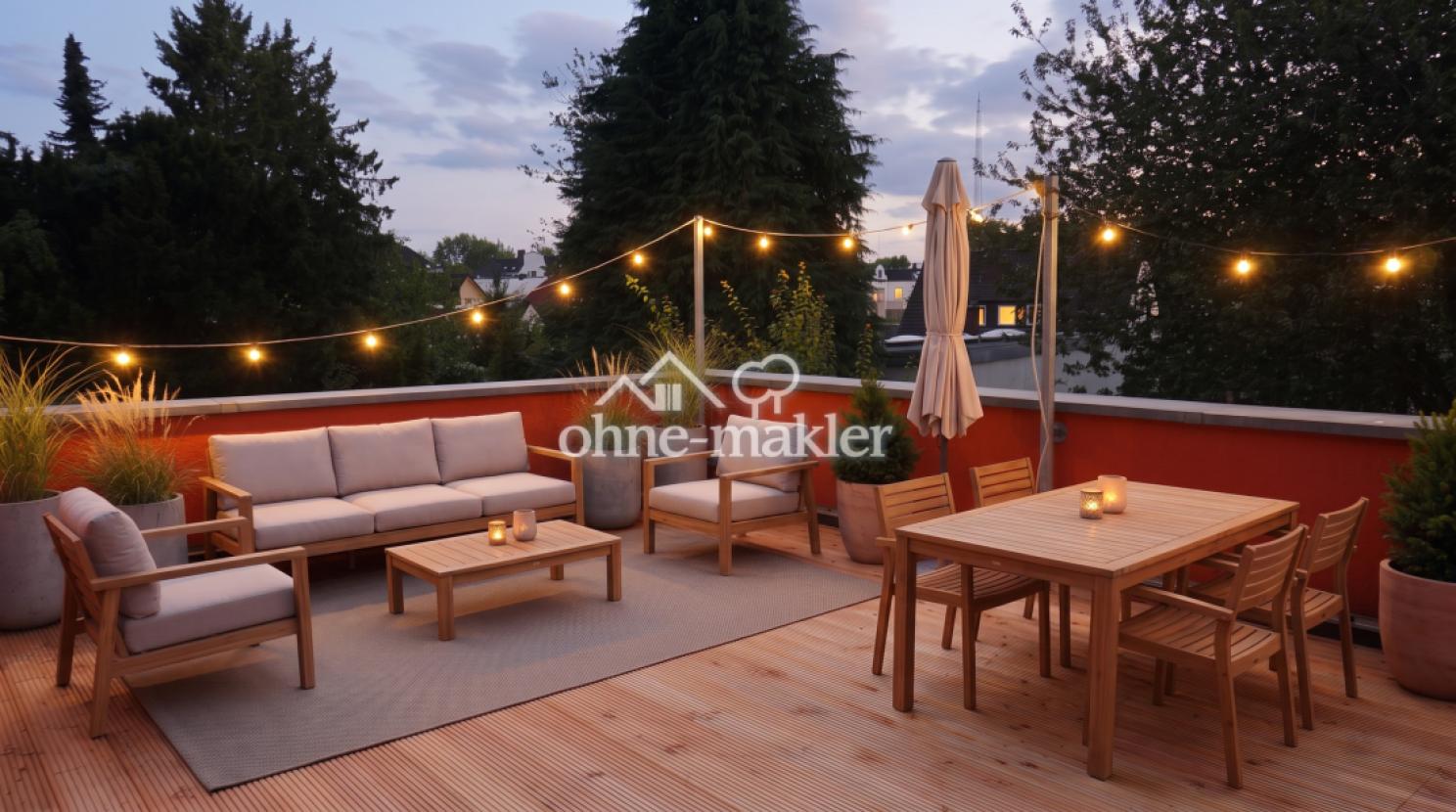 Dachterrasse möbliert abends