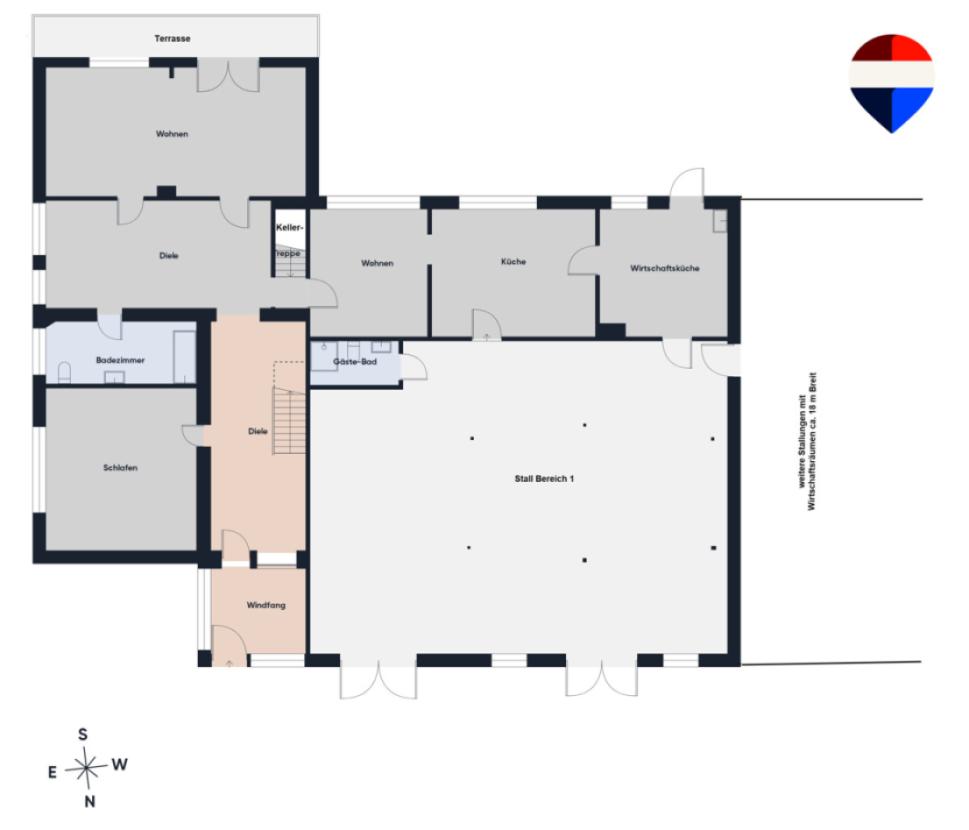 Grundriss EG mit Stallungen