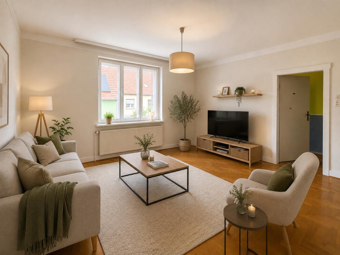 Wohnzimmer mit Einrichtungsbeispiel