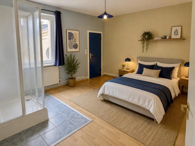 Schlafzimmer mit Einrichtungsbeispiel