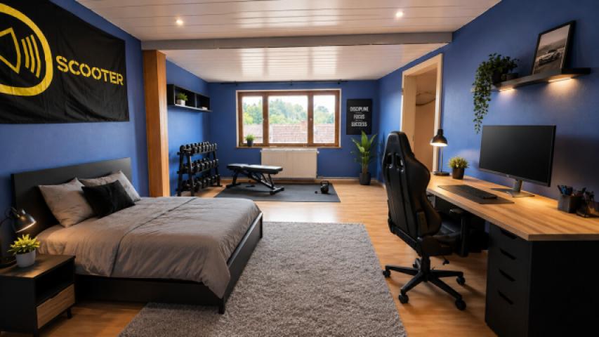 Schlafzimmer DG mit Einrichtungsbeispiel