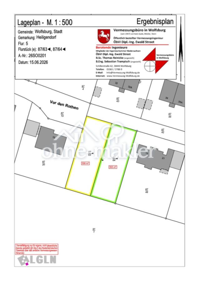 Teilungsplan 556 & 555 m²