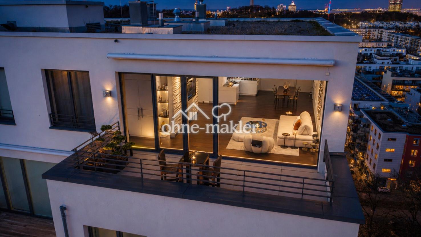 Ansicht Dachterrasse Abend