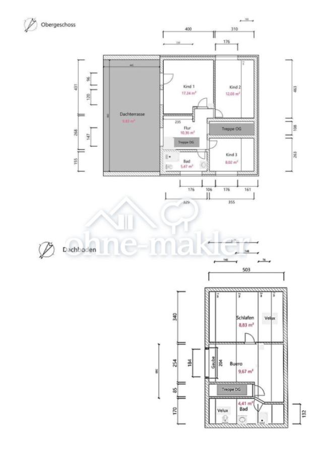 Grundriss 1. OG, Dachgeschoss