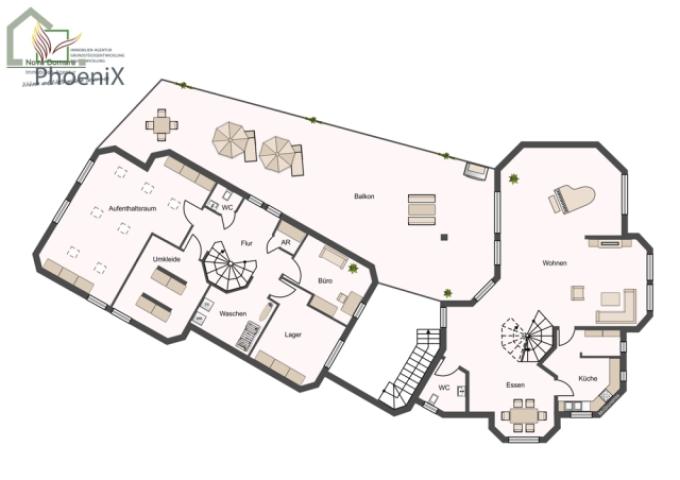 Grundriss 1. OG mit Wohnen
