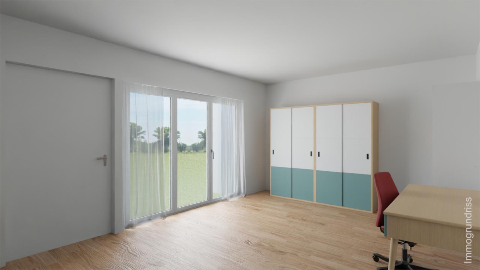 Wohnzimmer - Virtuell bearbeitet (KI-generiert) - Wohnung wird unmöbliert übergeben
