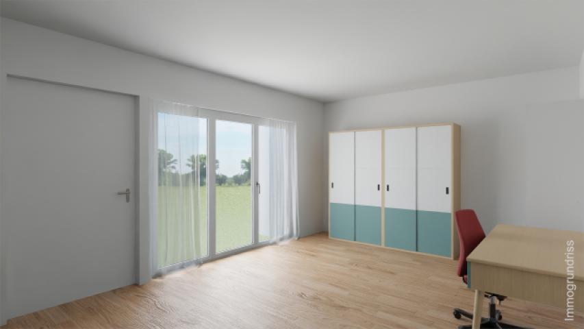 Wohnzimmer - Virtuell bearbeitet (KI-generiert) - Wohnung wird unmöbliert übergeben