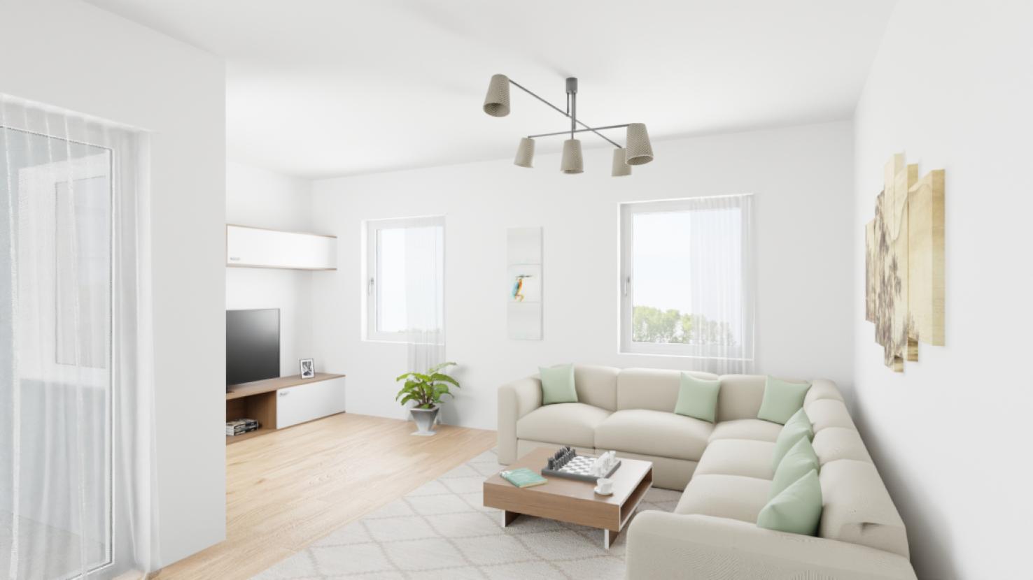 Wohnbereich Virtuell bearbeitet (KI-generiert) - Wohnung wird unmöbliert übergeben