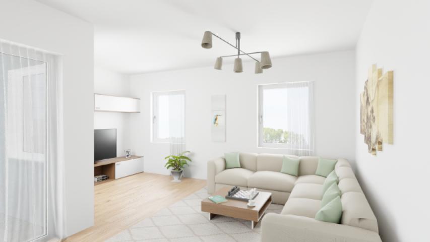 Wohnbereich Virtuell bearbeitet (KI-generiert) - Wohnung wird unmöbliert übergeben