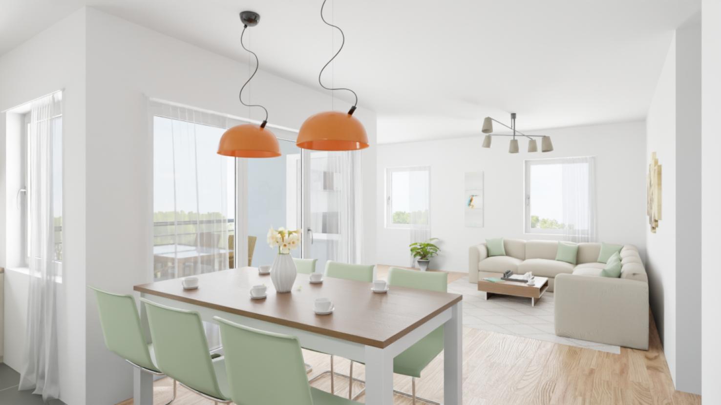 offenes Wohnen Virtuell bearbeitet (KI-generiert) - Wohnung wird unmöbliert übergeben