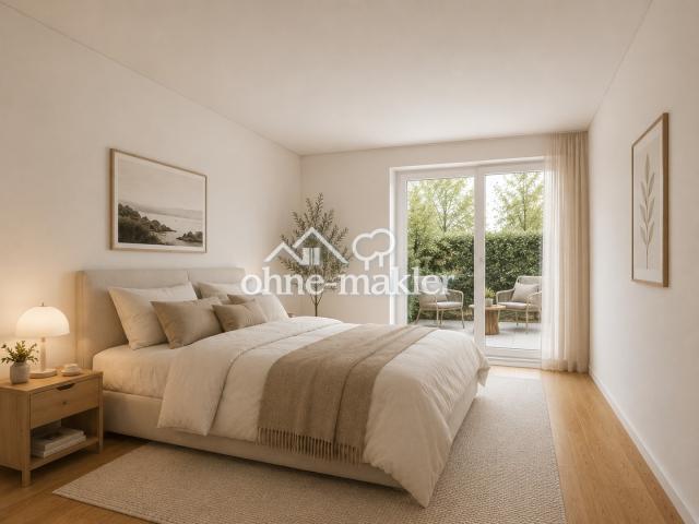 Schlafzimmer mit Gartenblick