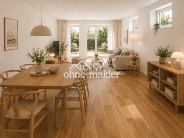 Wohn-Esszimmer mit Gartenblick
