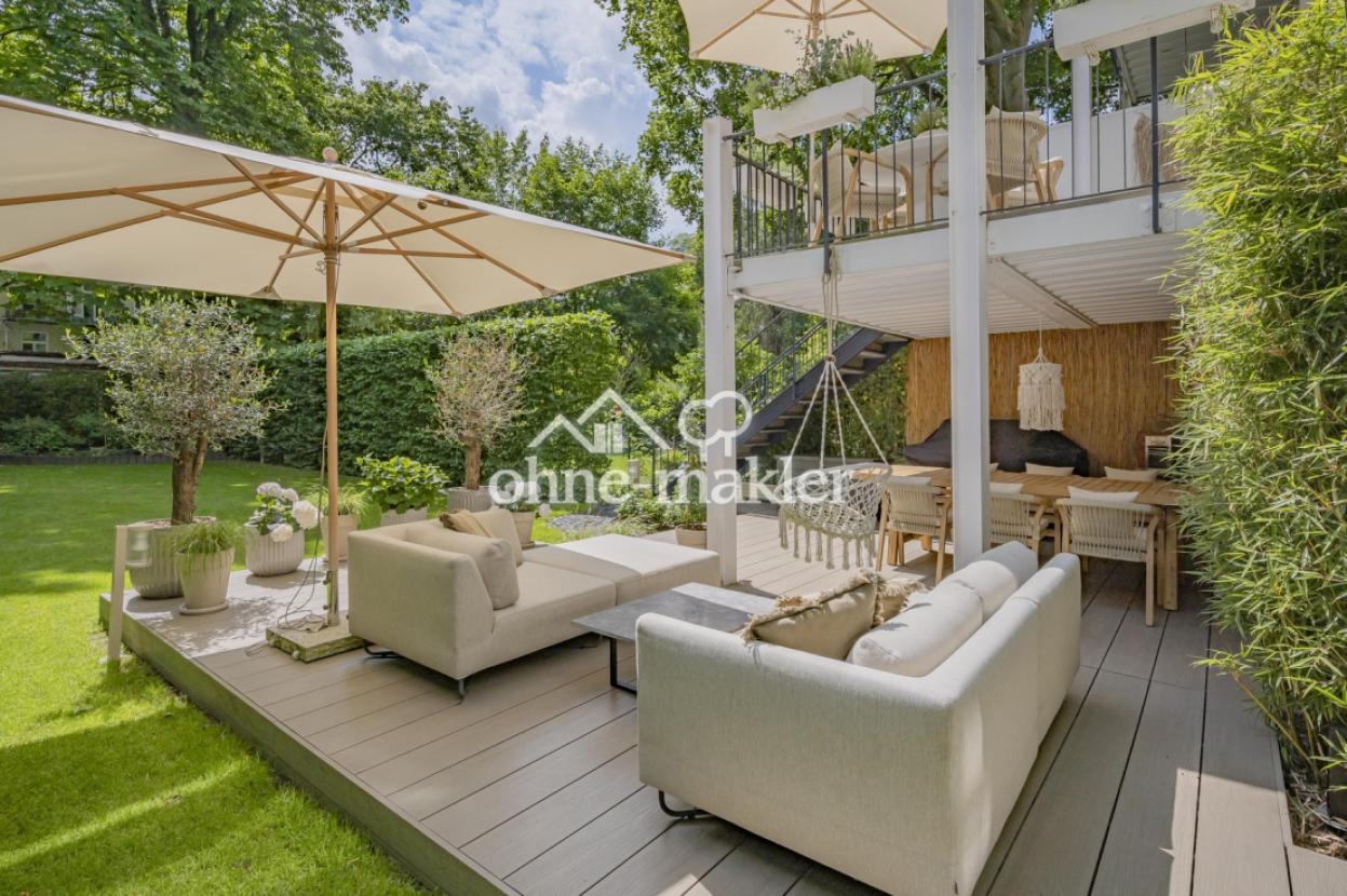 untere Terrasse Gartenseite