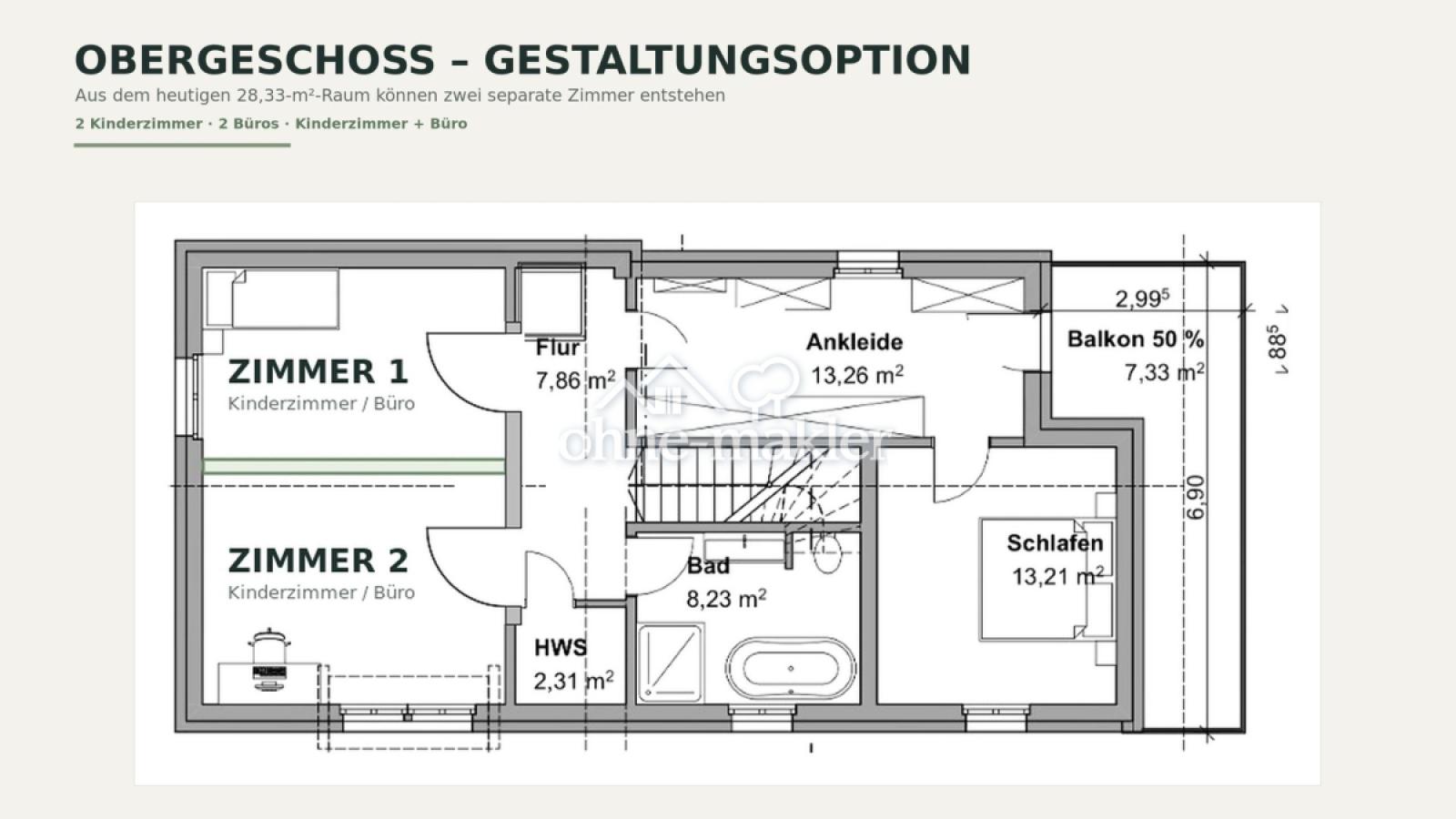 Obergeschoss Option 3Zimmer