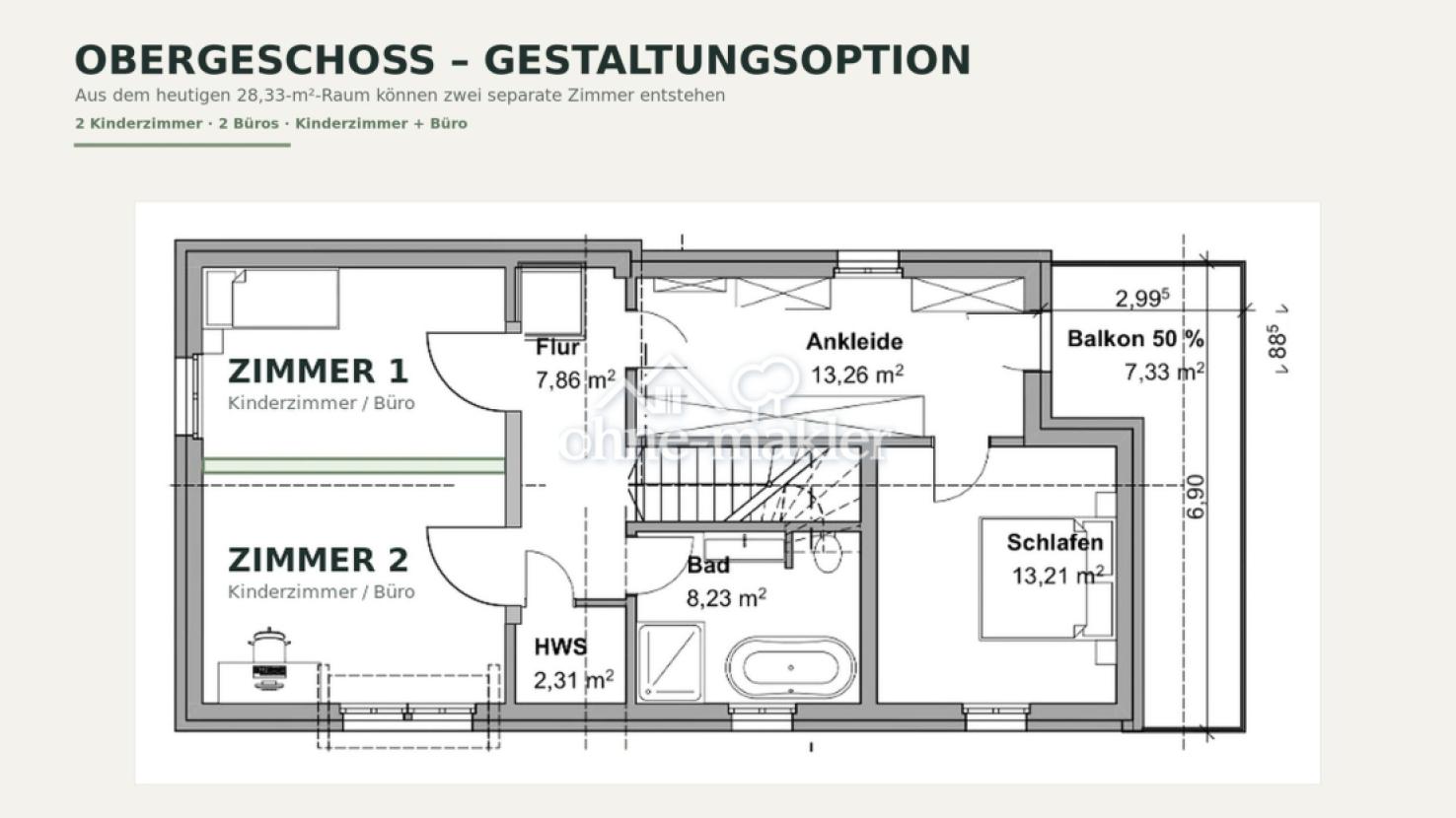 Obergeschoss Option 3Zimmer