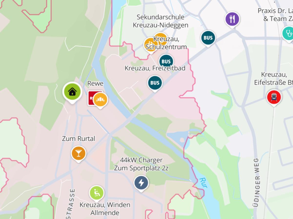 Lageplan mit 10 min Fußweg