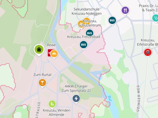 Lageplan mit 10 min Fußweg
