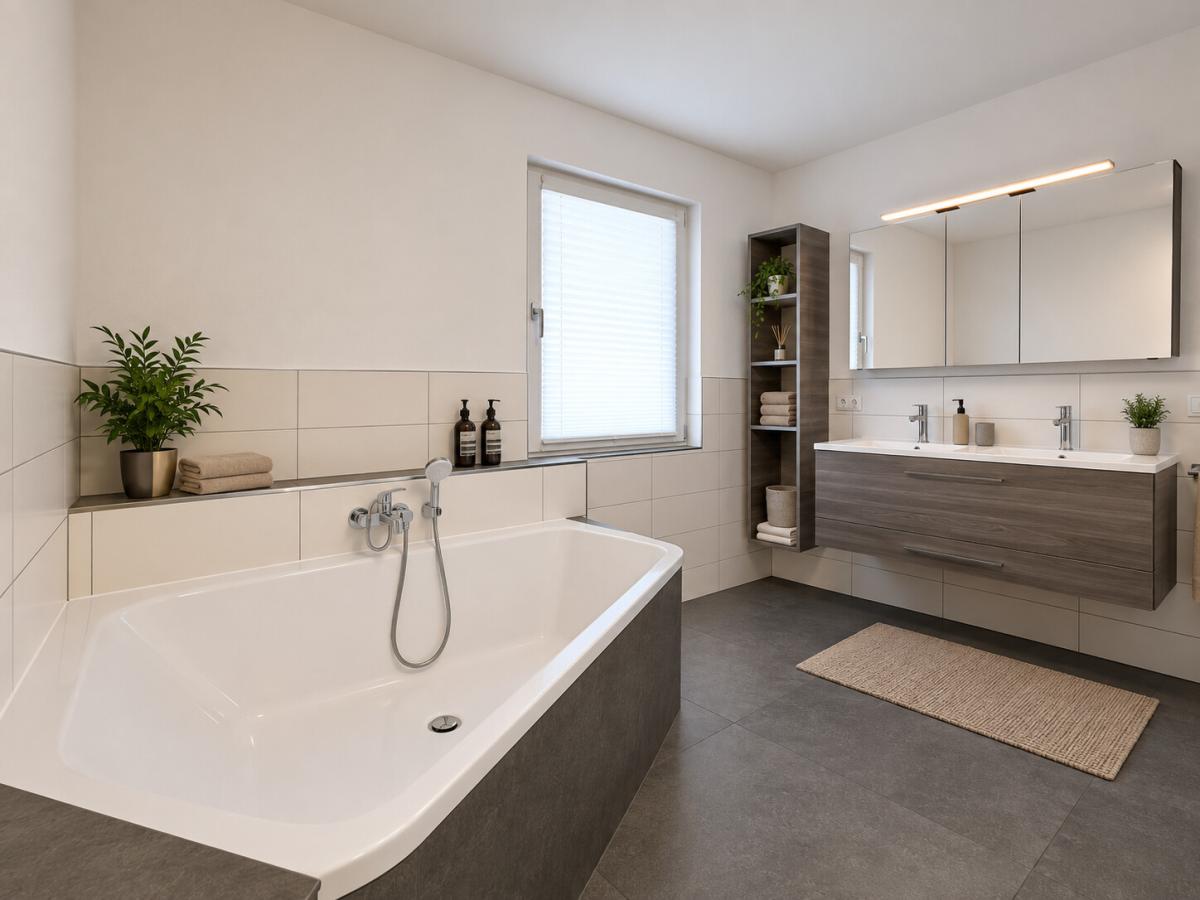 Hauptbad mit großer Badewanne