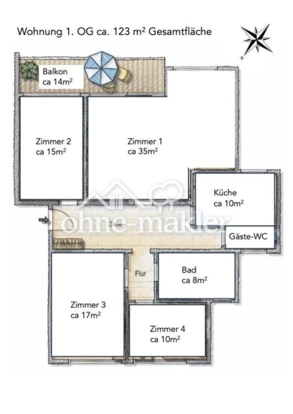 Grundriss Wohnung 1. OG