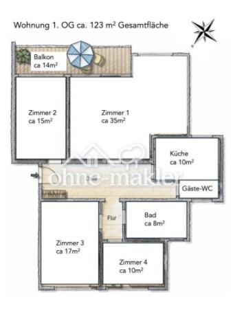 Grundriss Wohnung 1. OG