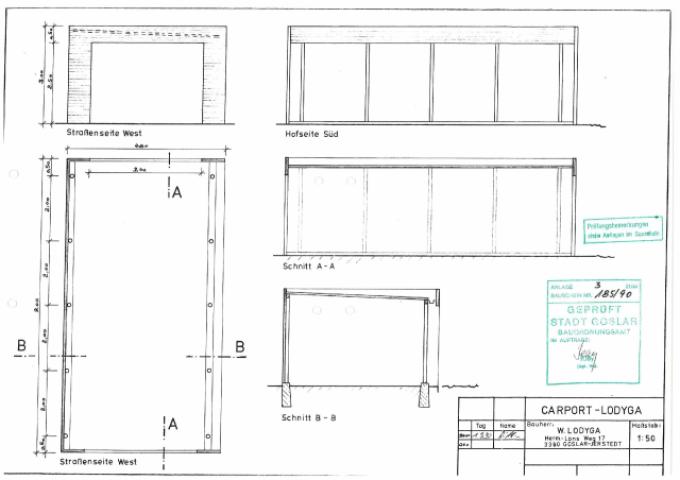 7101 Bauzeichnung Carport