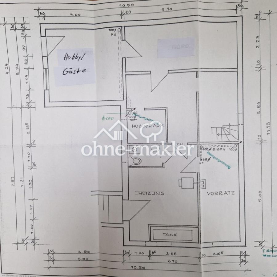 Grundriss KG mit Bemaßung