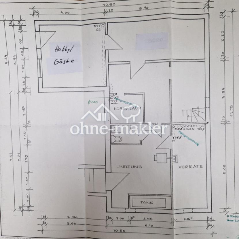 Grundriss KG mit Bemaßung