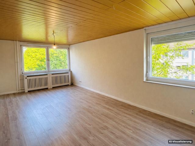 KI-Visualisierung – Wohnzimmer ohne Möbel