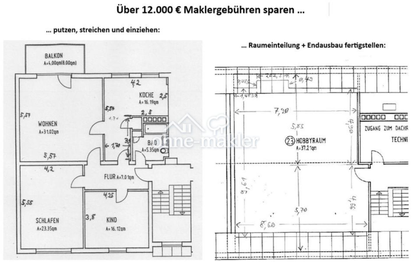 sparen, einziehen + ausbreiten