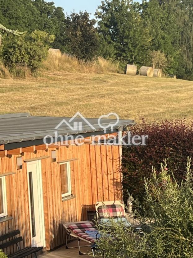 Blick zur Wiese hinterm Haus