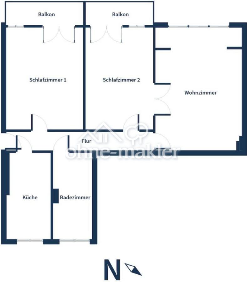 Grundriss  3-Zimmer