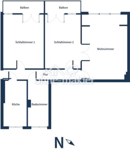 Grundriss  3-Zimmer