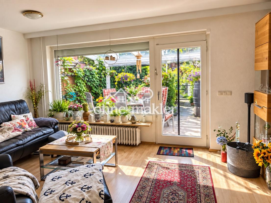 Wohnzimmer, Zugang z. Garten