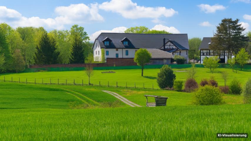 KI-Visualisierung – Blick zum Haus