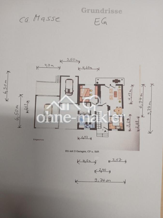 Plan, EG mit 2 Garagen