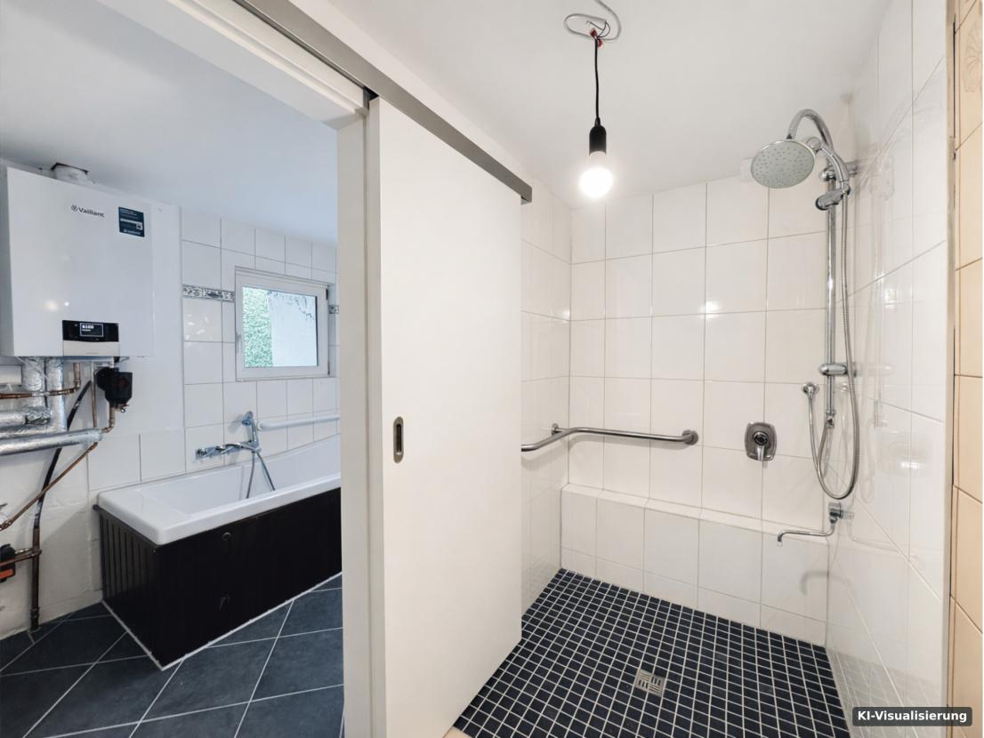 KI-Visualisierung – EG Wannenbad + separate Dusche