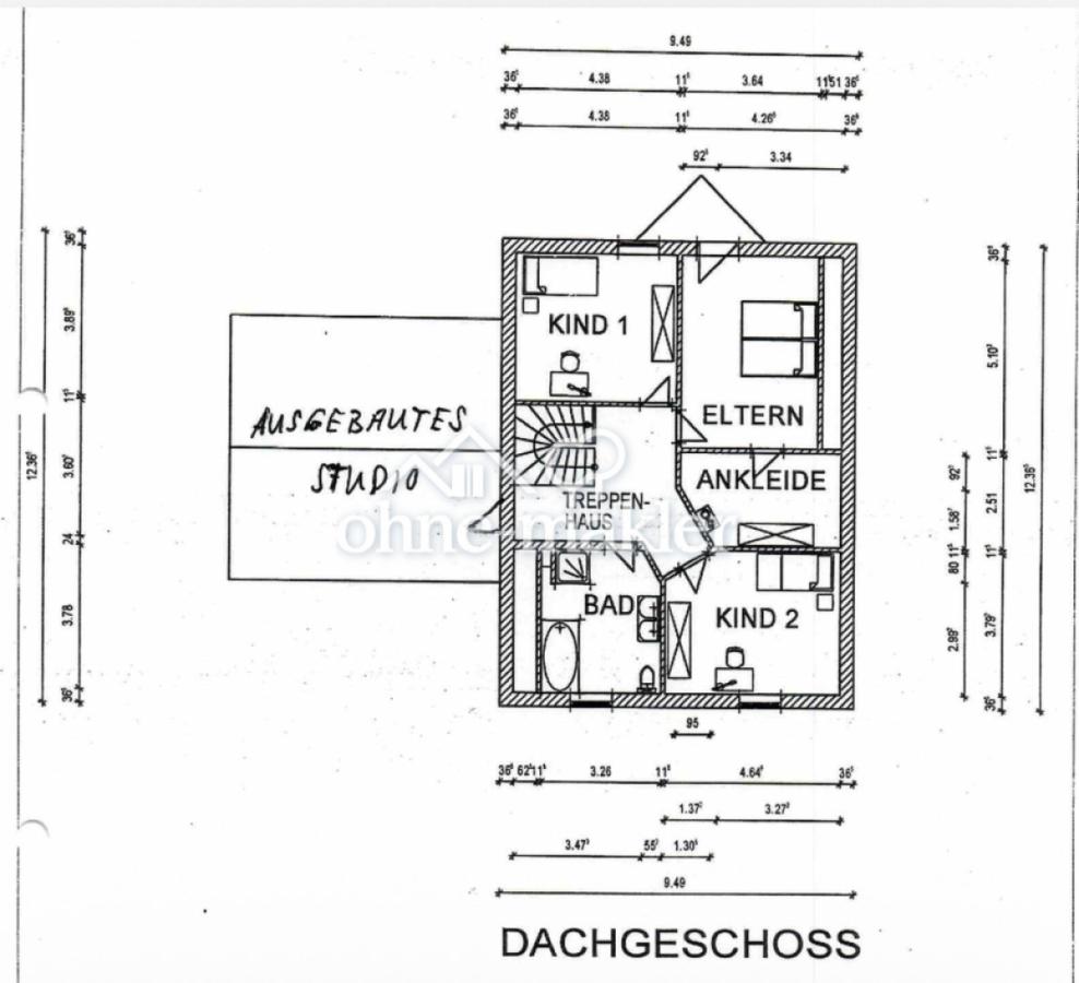 Grundriss OG mit 42 qm Studio 