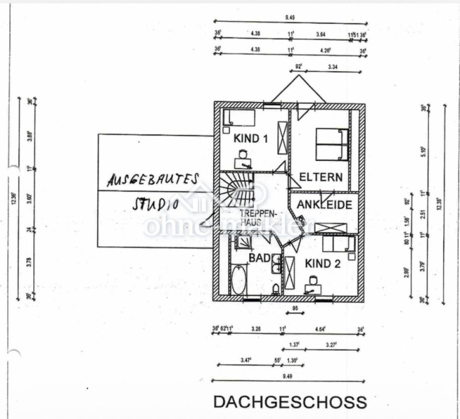 Grundriss OG mit 42 qm Studio 