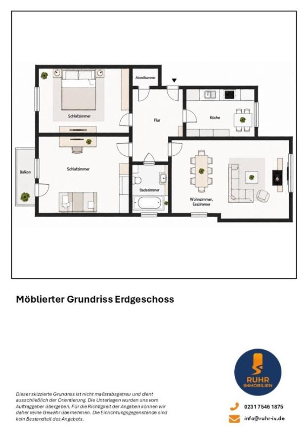 Möblierter Grundriss Erdgeschoss