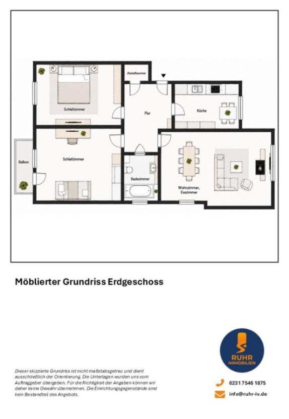 Möblierter Grundriss Erdgeschoss