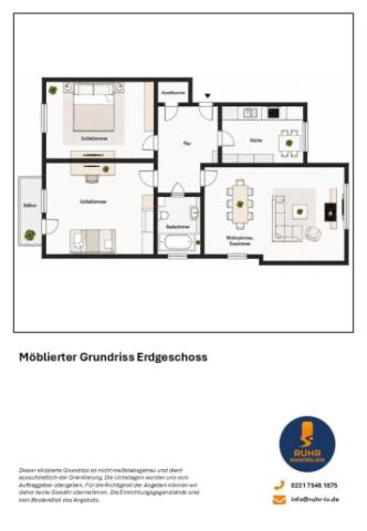 Möblierter Grundriss Erdgeschoss
