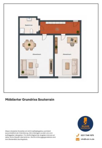 Möblierter Grundriss Souterrain