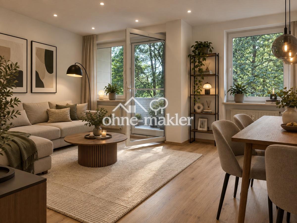 Wohnzimmer mit KI möbliert