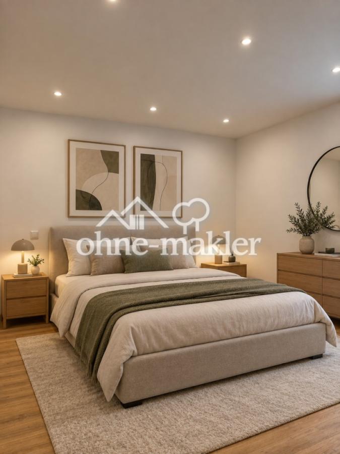 Schlafzimmer mit KI möbliert
