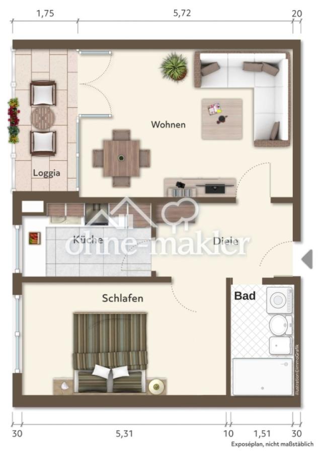 Bebilderter Grundriss